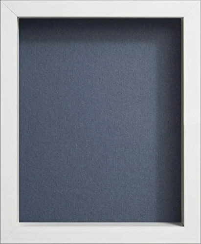 Radcliffe White Wooden Deep 3D Box Frame 30x20 inch, Dark Blue Backing Board * Choice of Sizes* Fitted with Perspex