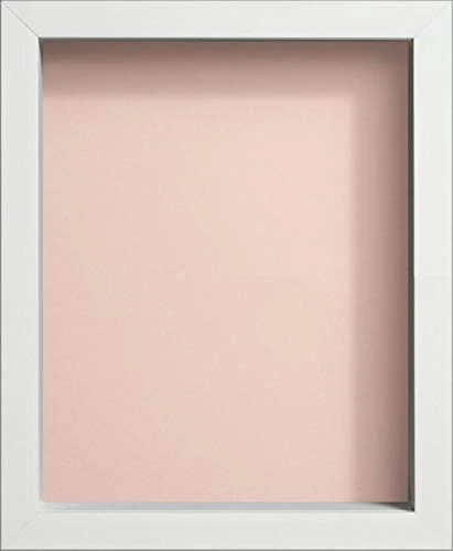 Radcliffe White Wooden Deep 3D Box Frame 24x18 inch, Pink Backing Board * Choice of Sizes* Fitted with Perspex