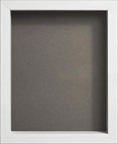 Radcliffe White Wooden Deep 3D Box Frame 24x18 inch, Grey Backing Board * Choice of Sizes* Fitted with Perspex