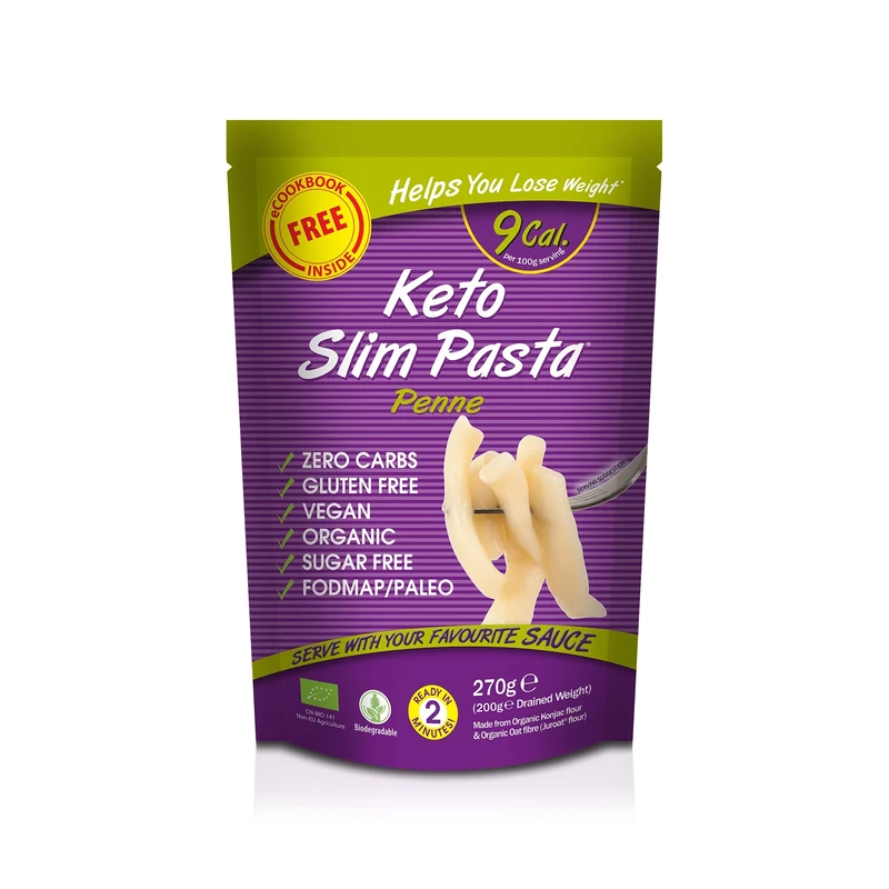 Eat Water Keto Slim Pasta Penne 270g (Pack of 10) | Konjac Pasta | Zero Carb & Gluten Free | Vegan, Sugar Free, Low Calorie Pasta Alternative for Keto & Paleo Diet