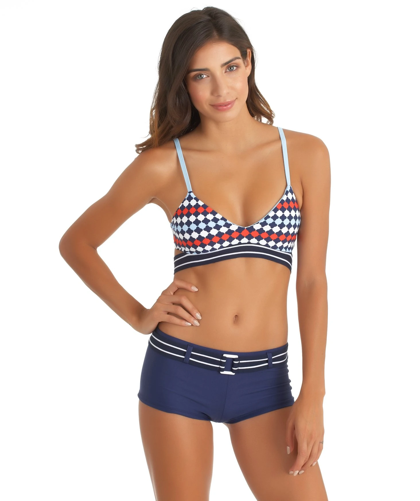 Splendid Women's Mosaic Banded Bikini Bottom, Navy, X-Small