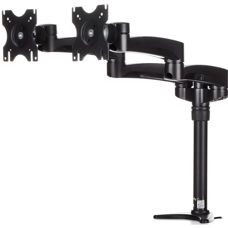 StarTech.com Desk Mount Dual Monitor Arm - Articulating - Supports Monitors 12'' to 24'' - Adjustable VESA Monitor Arm - Grommet or Desk Mount - Black (ARMDUAL)