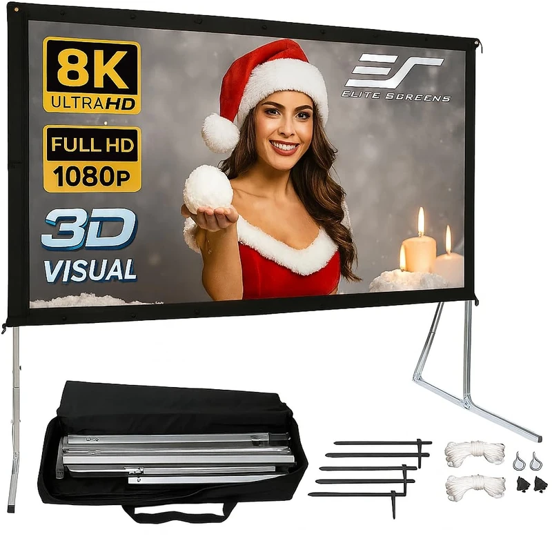 Elite Screens Yard Master 2, 120-INCH Outdoor Indoor Projector Screen 16:9, Fast Easy Snap On Set-up Freestanding Portable Movie Screen Foldable Front Projection, OMS120H2