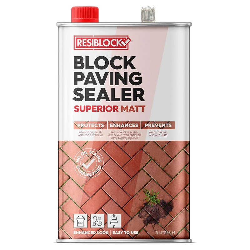 Resiblock Superior Block Paving Sealer – Easy To Apply – Resistance to De-icing Salts – Matt Finish – 5 Litre