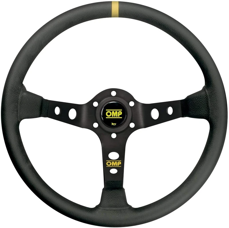 Omp Ompod 2012 NN Superquadro Steering Wheel with 3 Jet & Leather Trim – Black
