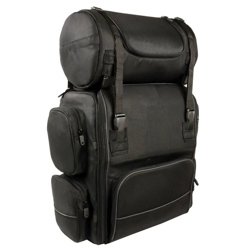 Milwaukee Leather SH680 Large Black Textile Motorcycle Sissy Bar Travel Bag - One Size