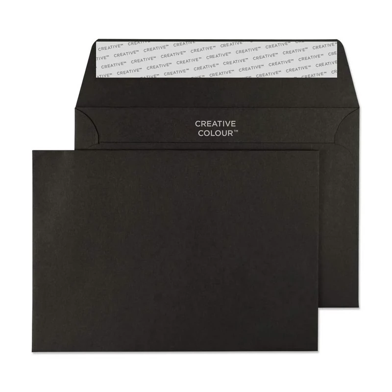 Blake Creative Colour C6 114 x 162 mm 120 gsm Peel & Seal Wallet Envelopes (114) Jet Black - Pack of 500