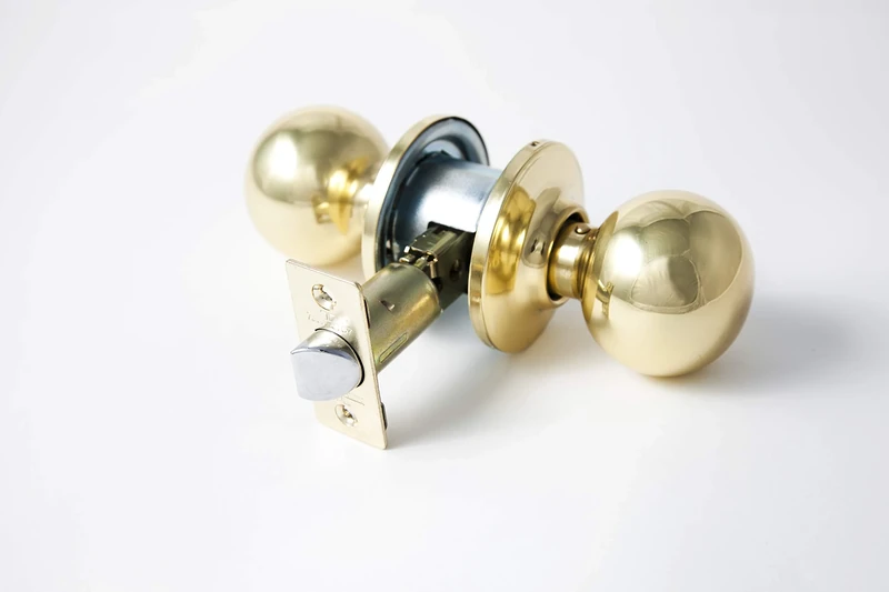 Tesa Assa Abloy 3901U0LP Ball Knobs Set for Doors Polished Brass Function 01 Anti-Panic