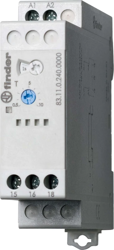 Finder 831102400000PAS Multi-Voltage Panel-Mount Time Relay 1RT 16A from 24 to 240Vac/dc 0.05 Seconds to 10 Days