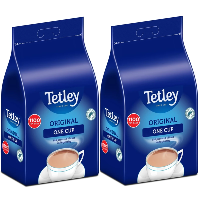 Tetley Original One Cup Black Tea Bags - Bulk Value Pack - Full Flavoured British Brew - Perfect for Breakfast or Anytime - Rainforest Alliance Certified - 2200 Teabags (2 x 1100 Pack)