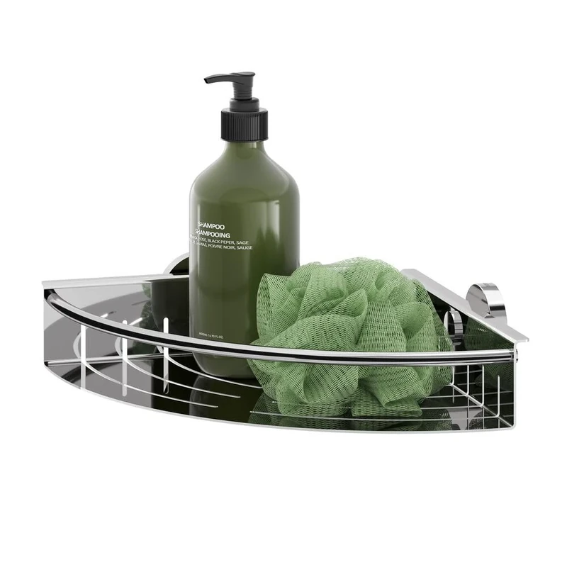 Tiger Boston Corner Shower Basket Large, Stainless Steel Polished, 24.7 x 6 x 24.7 cm
