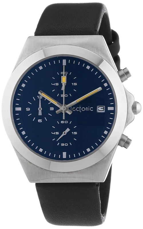 Tectonic - 41-6907-99-Unisex Watch Analogue Quartz Chronograph Stopwatch Time between/Black Leather Strap