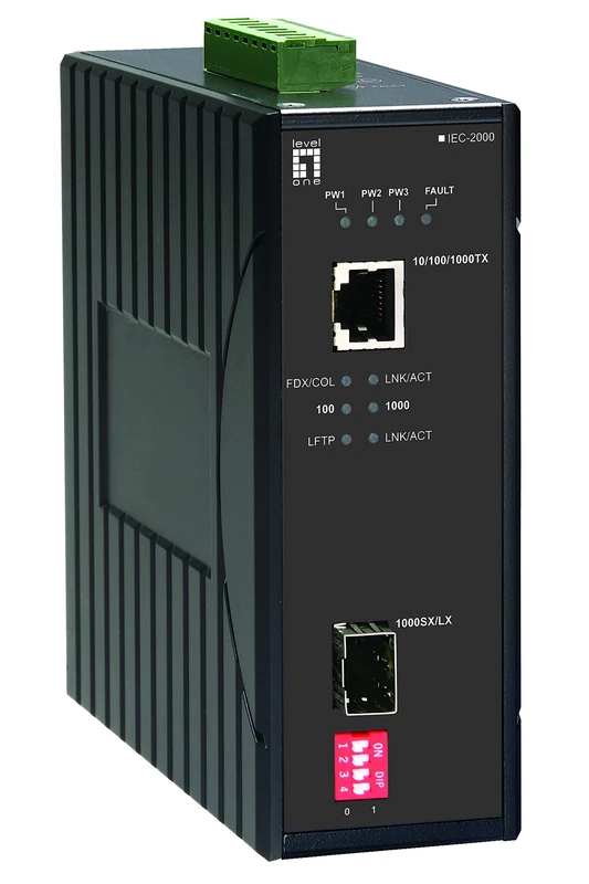 Level One IEC-2000 Industrial SFP Media Converter (40-75C)