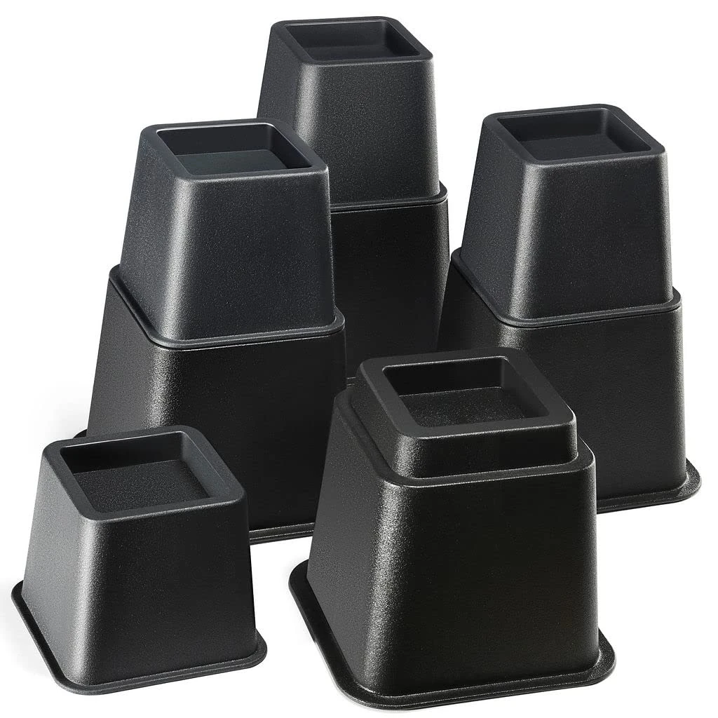 HOME IT Adjustable Bed Risers, Set, 8-inch Bed Riser and Bed Lifts