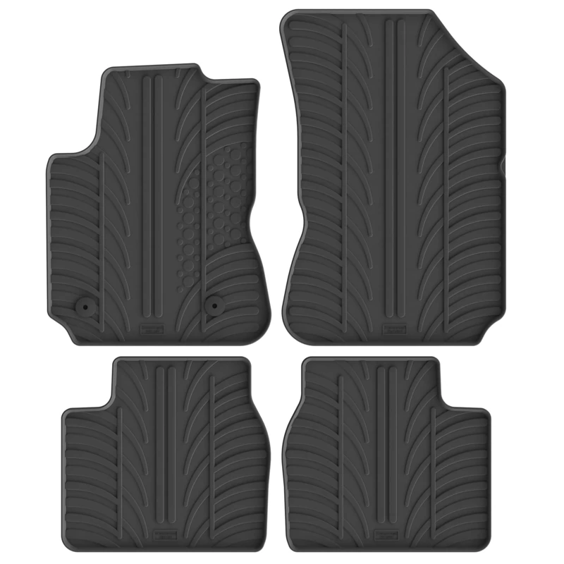 GLEDRING Set of Rubber Mats Compatible with Citroën C4 Cactus 2014 Onwards (T Profile 4 Pieces + Mounting Clips), GL 0128, Black