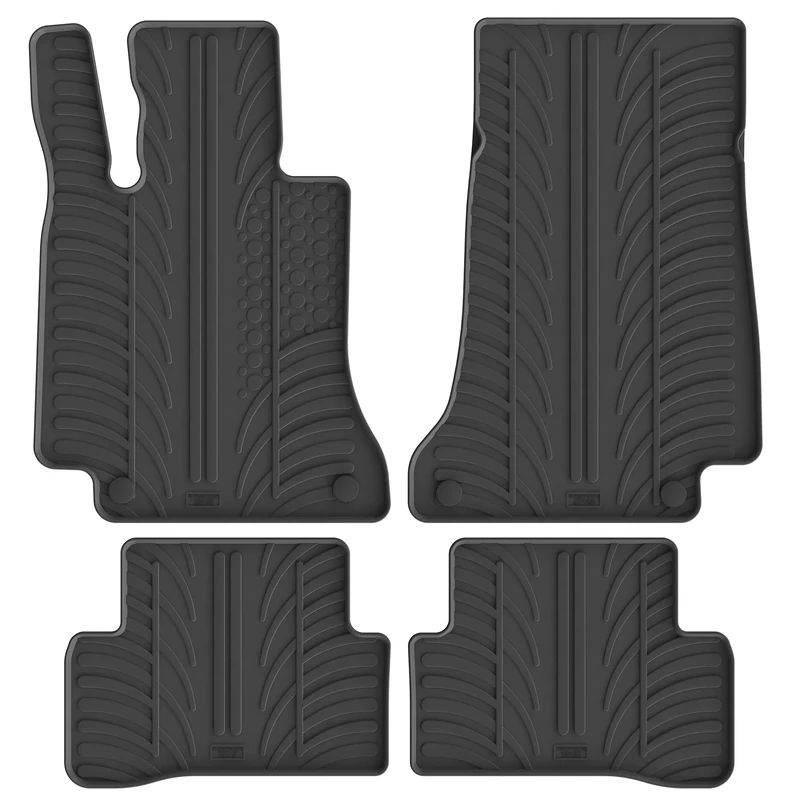 Gledring Rubber Mat Set Compatible with Mercedes C-Class W205 2014- (T-Profile 4-Piece + Mounting Clips)