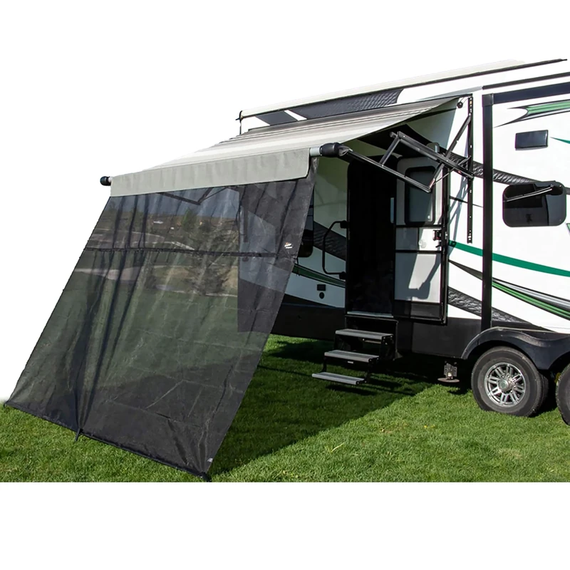 Carefree of Colorado Drop RV Awning EZ ZipBlocker - Black Mesh RV Awning Shade Screen, Canopy Sun Blocker, Camper Accessory for Front Patio (15' x 7') - Image 1