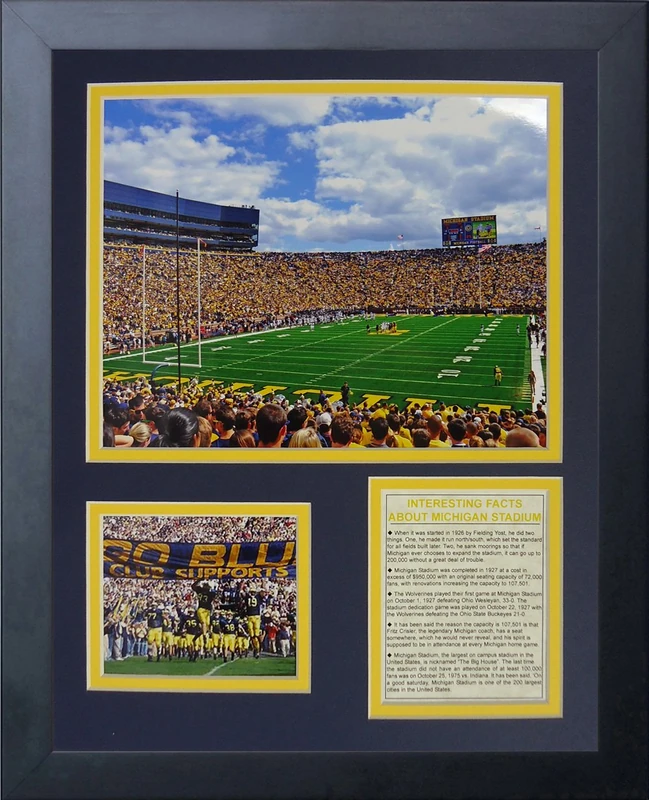 Legends Never Die University of Michigan Stadium The Big House Framed Photo Collage, 11 by 14-Inch