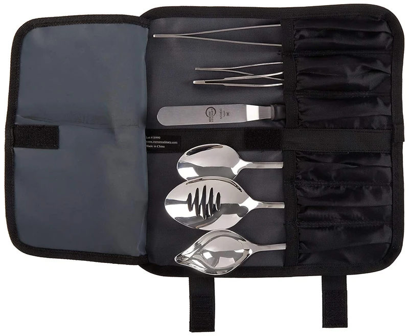 Mercer Culinary M35149 Professional Chef Plating Kit, 8 Piece, Stainless Steel, Black, Silver
