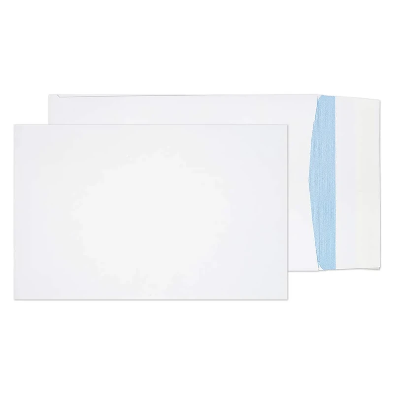 Blake Purely Packaging 381 x 254 x 25 mm 140 gsm Gusset Pocket Peel & Seal Envelopes (12201) White - Pack of 125