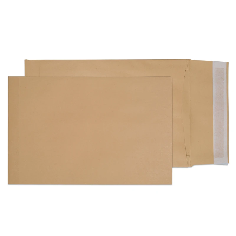 Blake Purely Packaging B4 352 x 250 x 50 mm 140 gsm Peel & Seal Gusset Pocket (45070) Manilla - Pack of 125 - Image 1