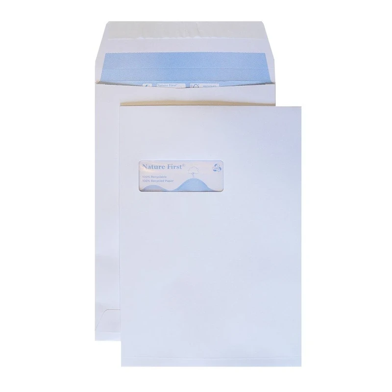 Blake Environmental - Biodegradable & Recycled Window Gusset Envelopes C4 (324 x 229mm) - Pack of 125 - Premium 140GSM - FSC Certified - Peel & Seal Envelopes C4 - Stationery Business Supplies (RN091)
