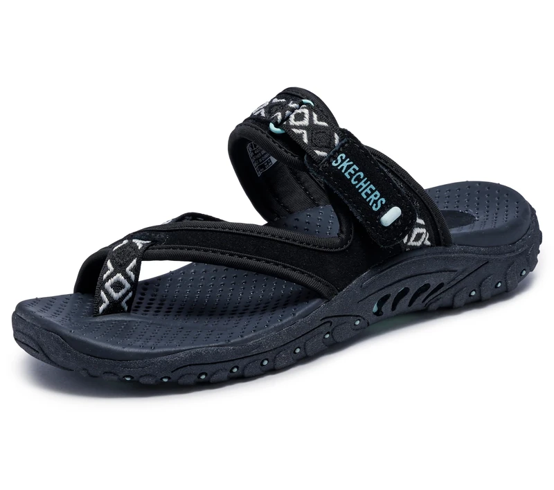 Skechers Women's Reggae Trailway Flip Flop, Black/White, 2 UK (5 US)