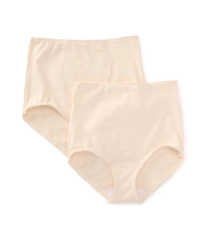 Bali Women’s Cotton Light Control Shapewear Brief Fajas 2-Pack DFX037, Porcelain, XL - Image 1