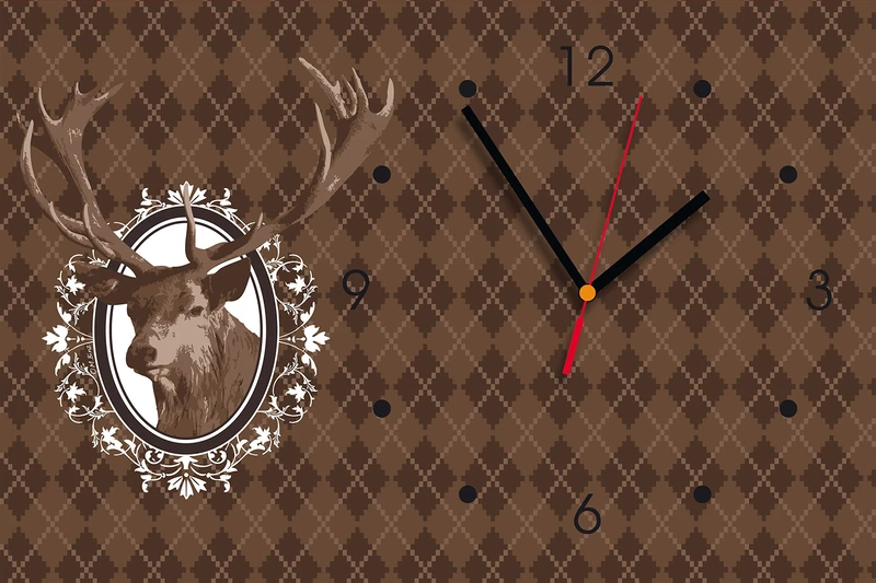 Contento 866275 Wall Clock 37.5 x 25 cm Deer Brown Motif