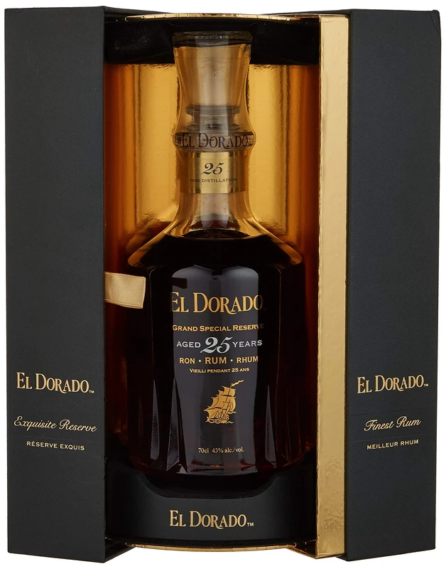 El Dorado Rum 25yr Old Demerara Rum 70cl - Aged for 25 Years - Notes of Caramel - Perfect for Sipping