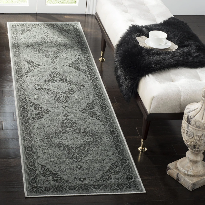 Safavieh Traditional Indoor Woven Runner Area Rug, Vintage Collection, VTG159, in Light Blue / Multi, 66 X 244 cm for Living Room, Bedroom or Any Indoor Space