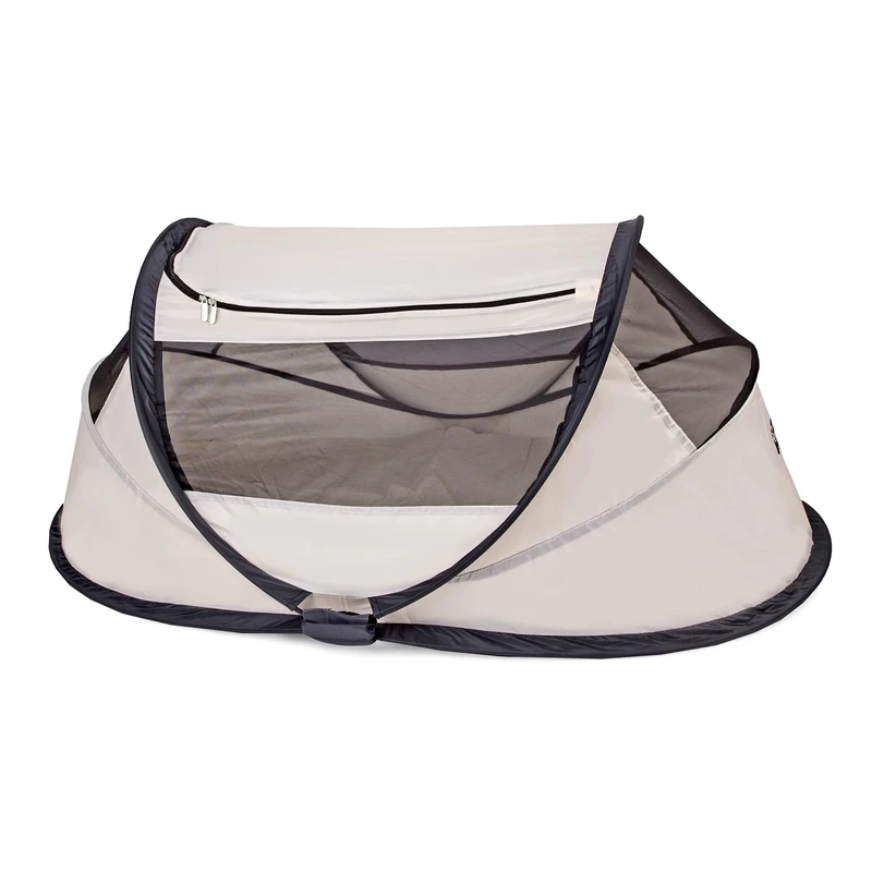 DERYAN Travel Cot travel cot - BabyBox - Pop up - Lightweight, compact and foldable - Unfolded in just 2 seconds - With mosquito net and carry bag - Cream