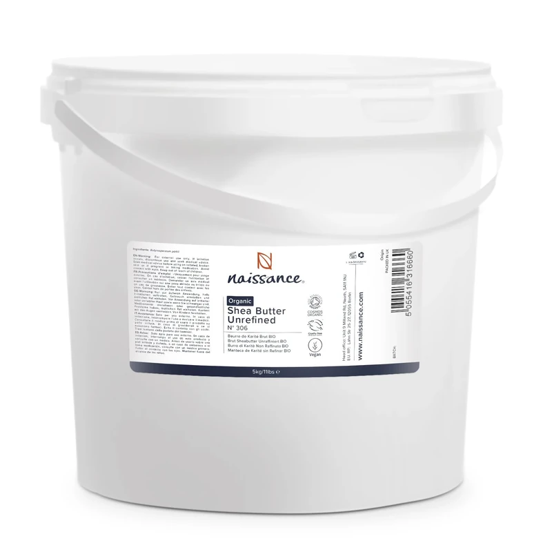 Naissance Organic Shea Butter Unrefined (No. 306) - 5kg - Pure, Raw, Natural, Vegan - for Skin, Hair, Lip Balms, Body Butters, Moisturiser