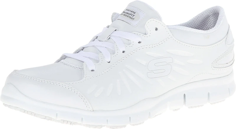 Skechers Women's Eldred Dewy Health Care Food Service Shoe, White, 4 UK
