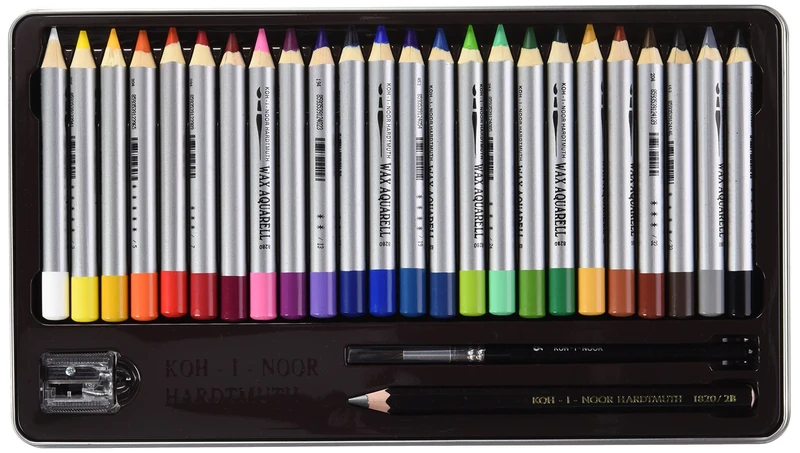 KOH-I-NOOR 8284 Aquarell Coloured Fine Wax Pastels (Pack of 24)