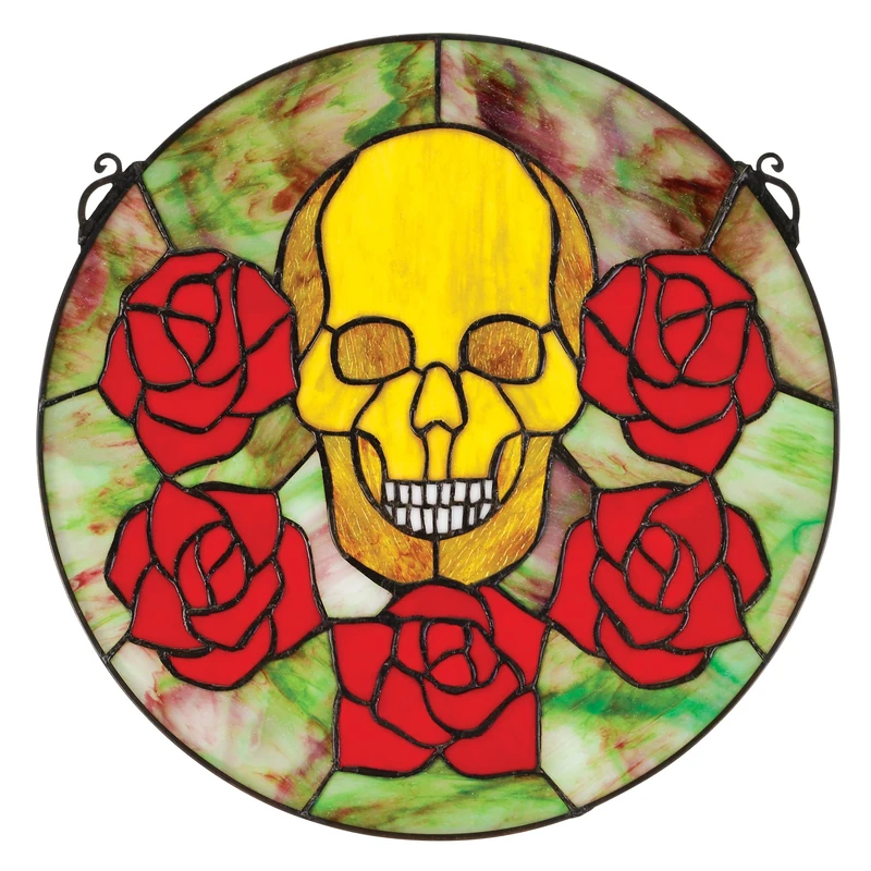 Design Toscano Beauty and Decay Gothic Skull Stained Glass Window