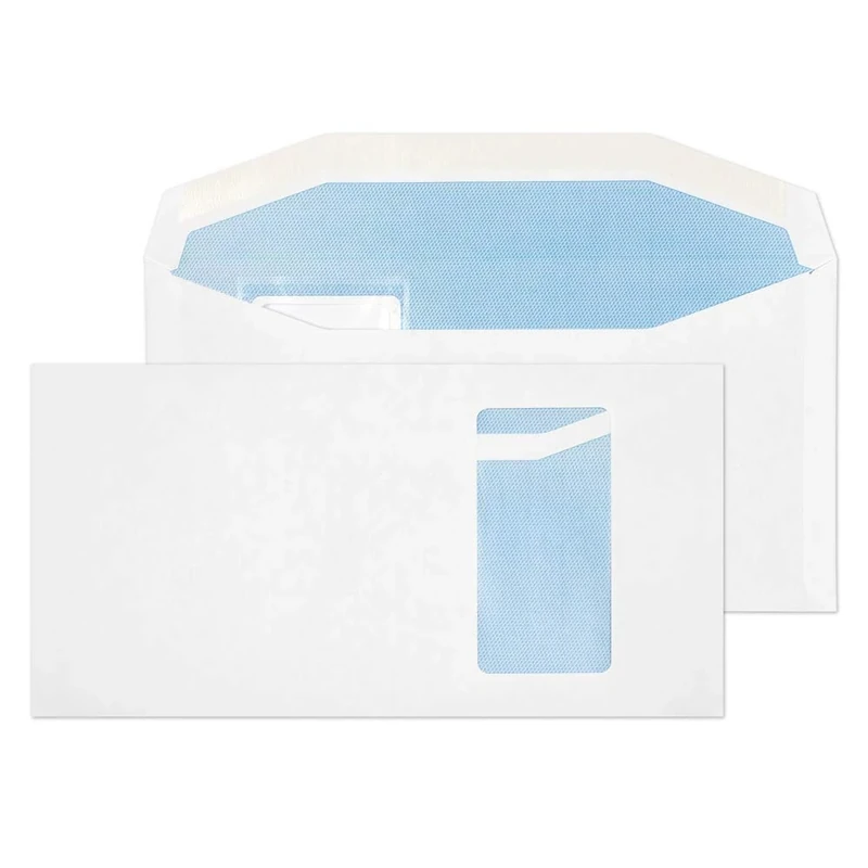 Blake Purely Everyday DL+ 121 x 235 mm 90 gsm Gummed Mailer Portrait Window Envelopes (9114PW) White - Pack of 1000