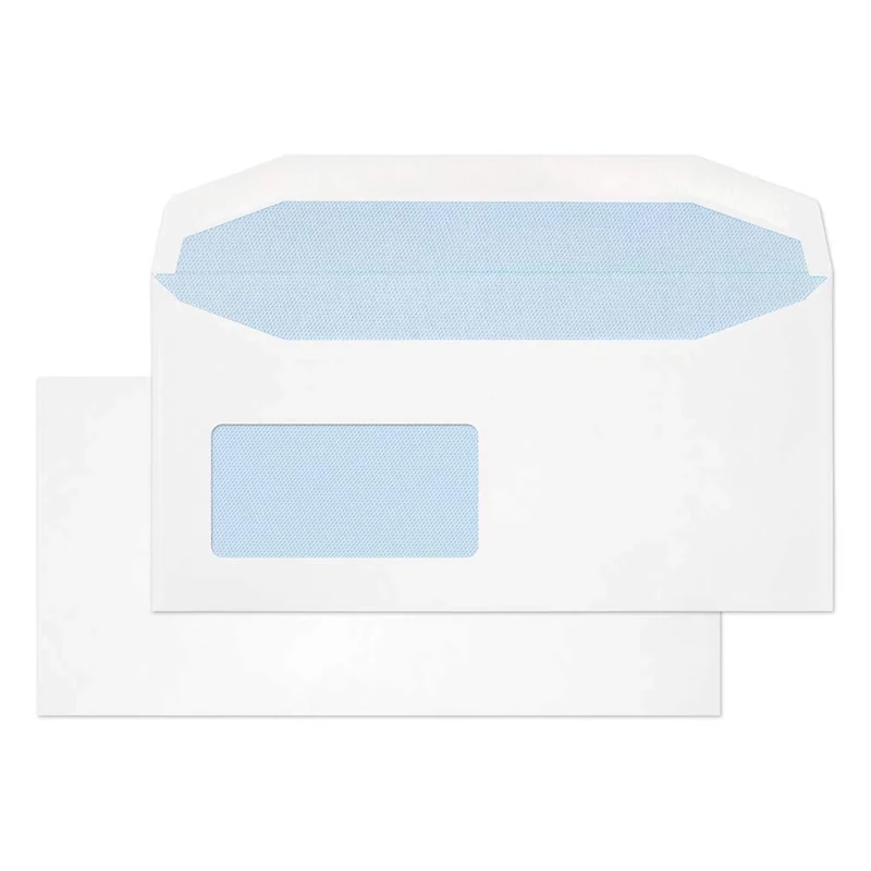 Blake Envelopes Purely Everyday 3077REV Kuvertierhüllen Briefumschläge Naßklebung Mit Rückfenster Weiß DL+ 114 x 229 mm - 110g/m² | 500 Stück