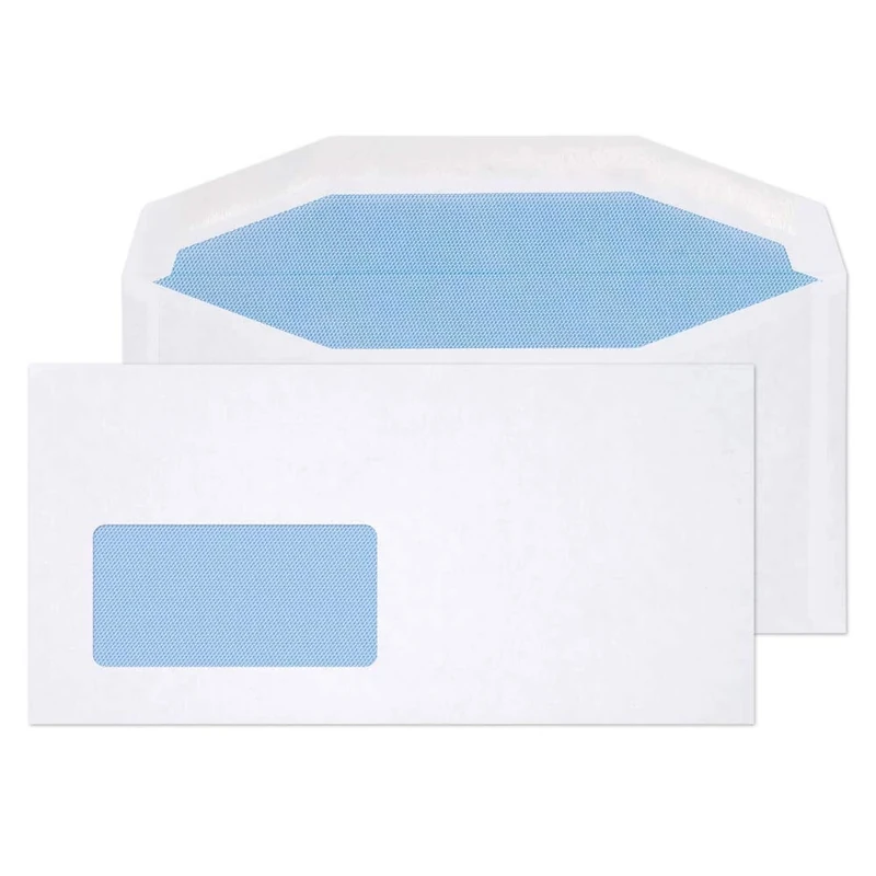 Blake Purely Everyday DL+ 114 x 229 mm 80gsm Mailer Gummed Low Window Envelopes (3504) White - Pack of 1000