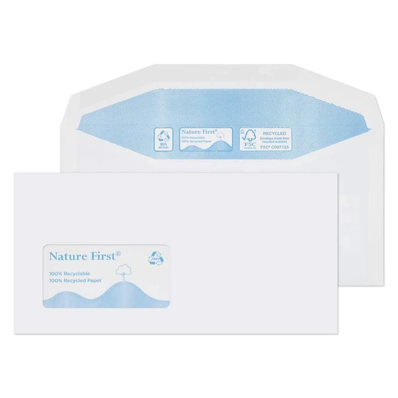Blake Environmental - Biodegradable & Recycled Envelopes (114 x 229mm) - Pack of 1000 - Premium Thickness 90GSM - Gummed - FSC Certified Eco White Envelopes - Stationery & Business Supplies (RN0015)