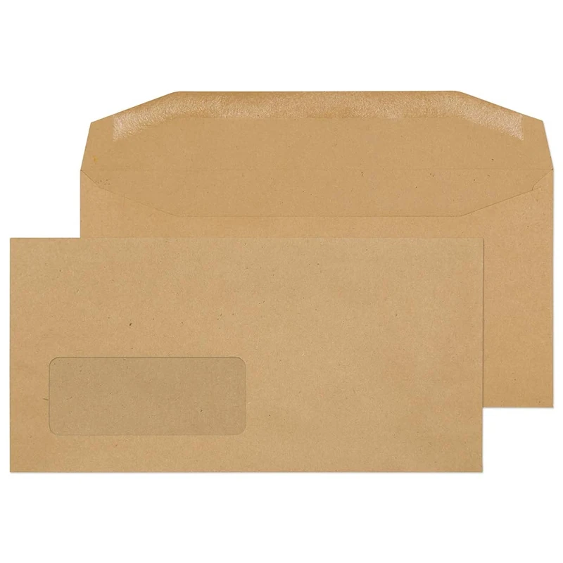 Blake Purely Everyday DL 110 x 220 mm 80 gsm Gummed Mailer Window Envelopes (13810) Manilla - Pack of 1000