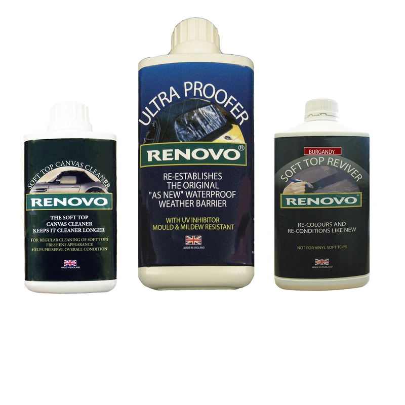 Renovo REN-KIT10 Triple Cleaning Kit includes Soft Top Reviver/Soft Top Ultra Proofer/Soft Top Canvas Cleaner, Red