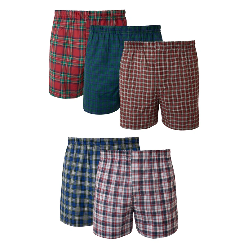 Hanes Men's 5-Pack Tartan Boxer with Inside Exposed Waistband - Multi - M