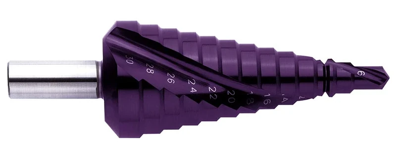 Exact 07032 Step Drill Bit Diameter 4-20 mm, Spiral Flute, HSS, TiN