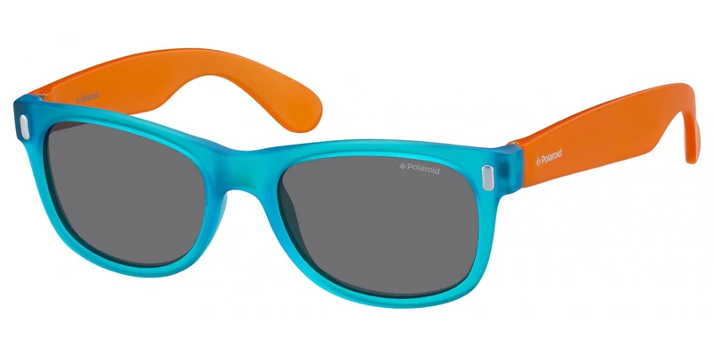 Polaroid Kids' P0115 Rectangular Sunglasses, Bleu (Bluette Orange/Grey Polarized), 46