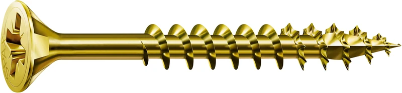 SPAX - Universal bolts, Countersunk head, Phillips/pozidriv Z, 4CUT, Part thread, Yellow zinc plated passivated A2L - 0291020350305 - Galvanised Yellow, 0.18"x2.36"