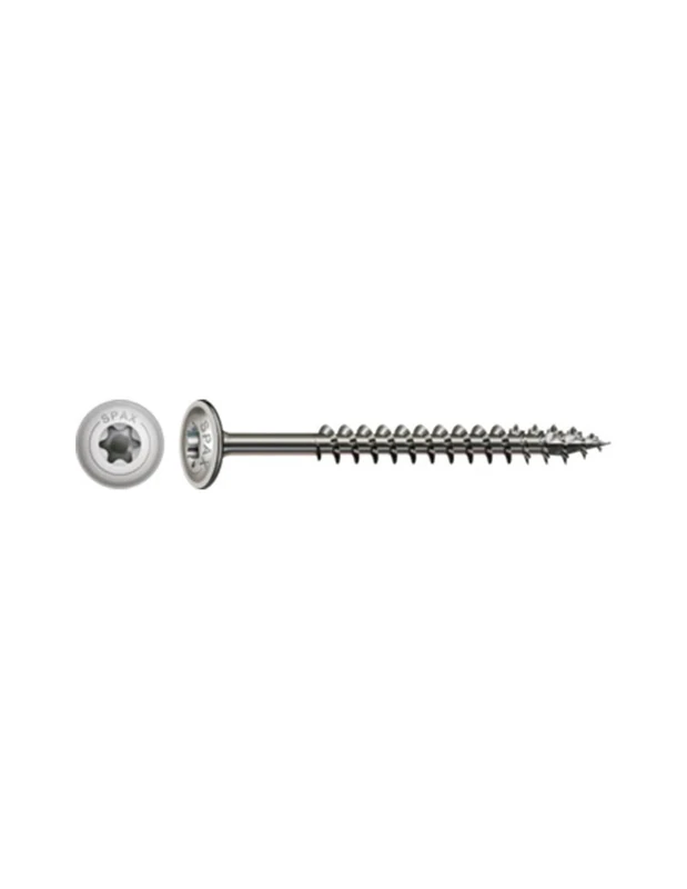 SPAX Wood Construction Plate Head Screw VG, A2 II Skint, T-STAR T30, 6 mm X 80 mm, 100 Stk/Pak