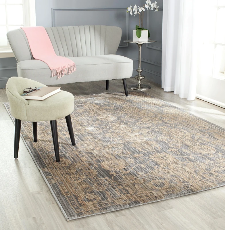 SAFAVIEH Contemporary Rug for Living Room, Dining Room, Bedroom - Infinity Collection, Short Pile, in Grey and Beige, 122 X 183 cm