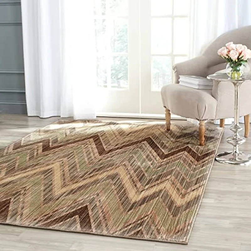 Safavieh Contemporary Indoor Woven Rectangle Area Rug, Infinity Collection, INF588, in Taupe / Beige, 155 X 229 cm for Living Room, Bedroom or Any Indoor Space