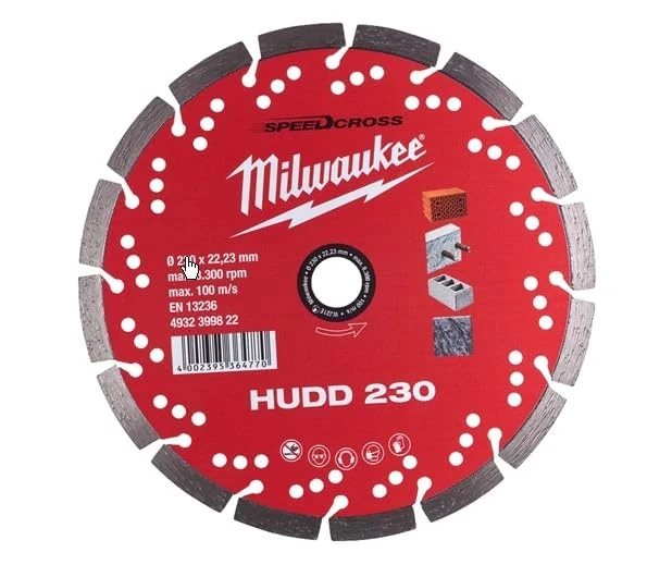 Milwaukee 0 Speedcross HUDD 230mm Diamond Cutting Disc for Hard Materials - White - Image 1